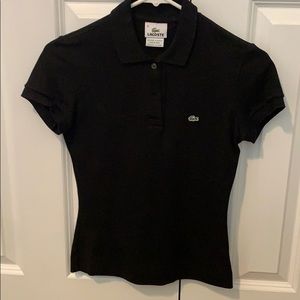 Lacoste solid black women polo size 36 XS